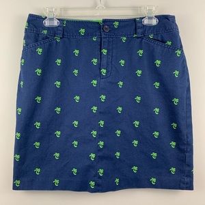 Lilly Pulitzer navy skirt with palm trees
